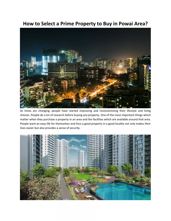 how to select a prime property to buy in powai