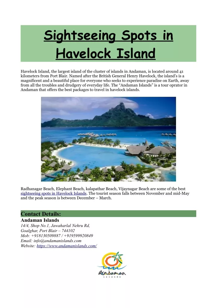 sightseeing spots in havelock island