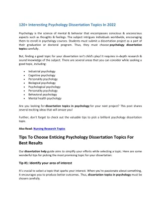 120 interesting psychology dissertation topics