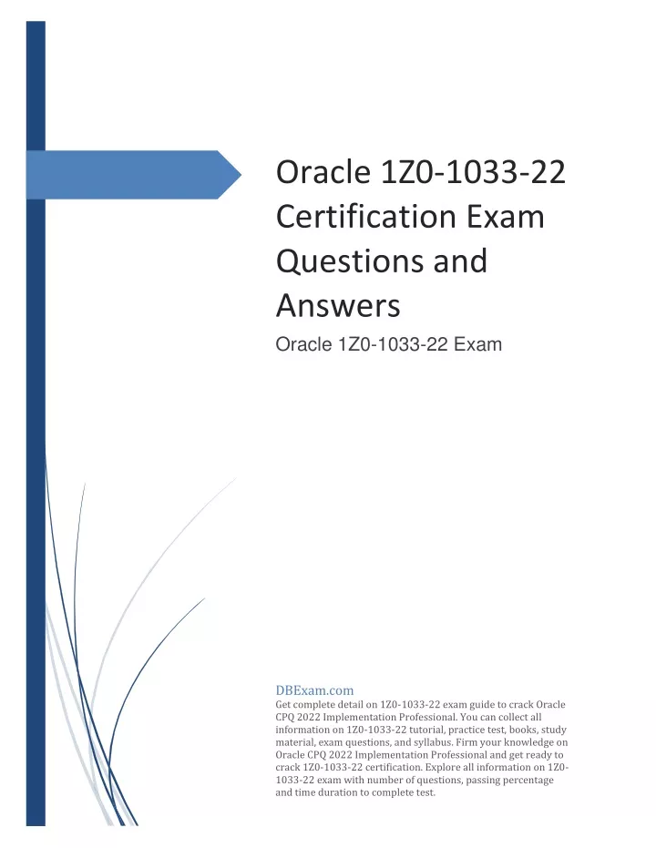 oracle 1z0 1033 22 certification exam questions