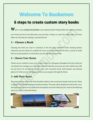 6 steps to create custom story books