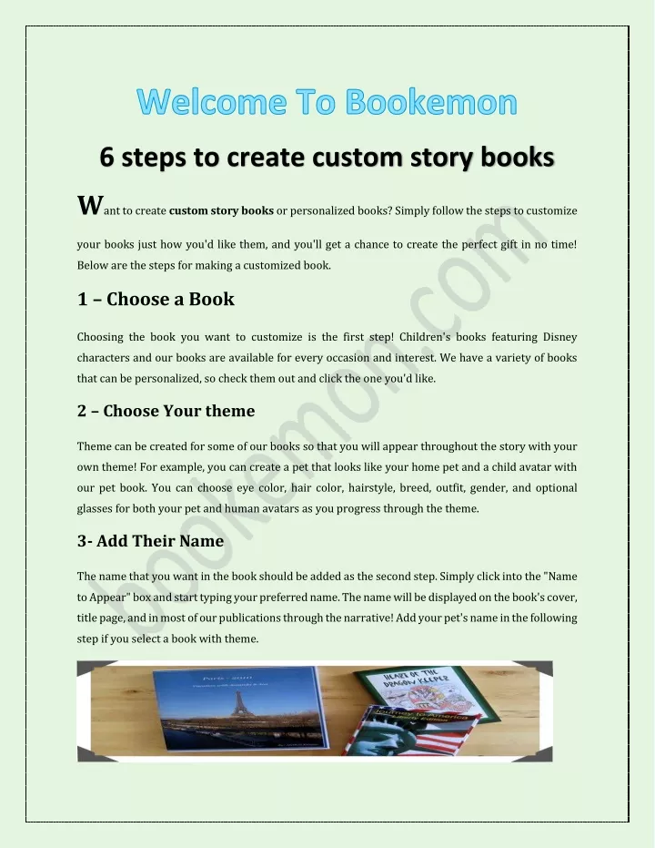 6 steps to create custom story books