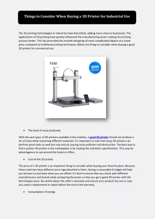 things to consider when buying a 3d printer