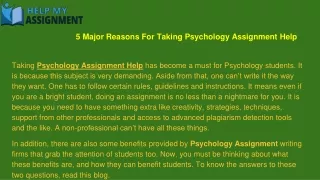 5 major reasons for taking psychology assignment help