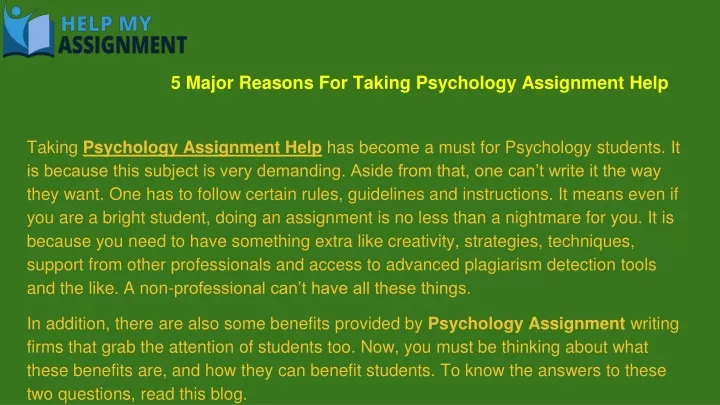 5 major reasons for taking psychology assignment help