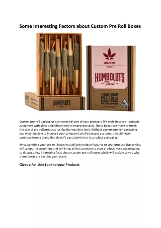 some interesting factors about custom pre roll