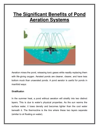 the significant benefits of pond aeration systems