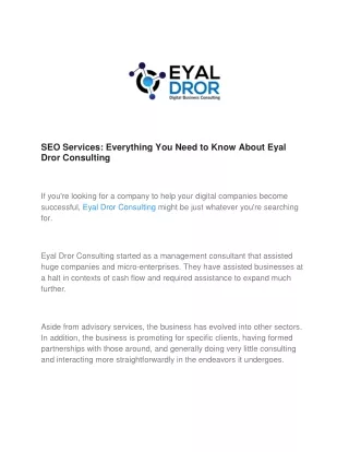 SEO Services: Everything You Need to Know About Eyal Dror Consulting