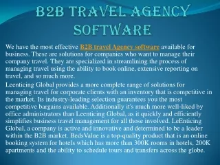B2B Travel Agency Software
