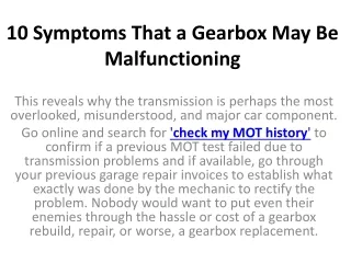 10 symptoms that a gearbox may be malfunctioning