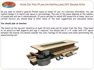 how do you plan on installing diy sauna kits