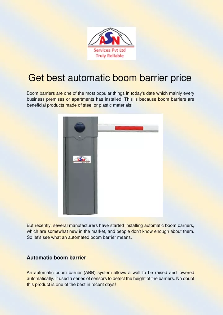 get best automatic boom barrier price boom