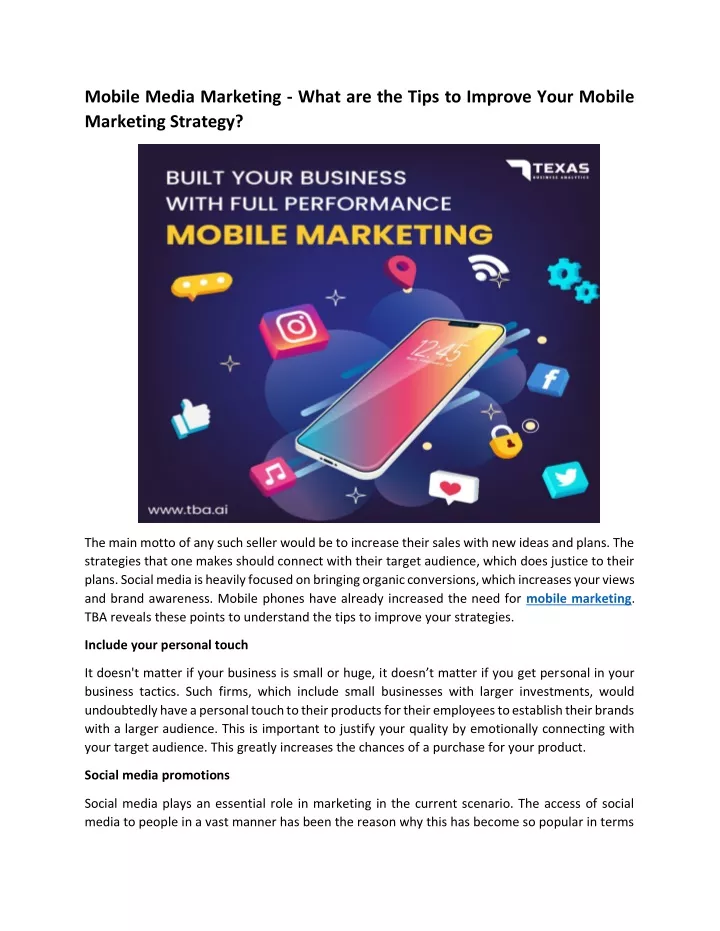 mobile media marketing what are the tips
