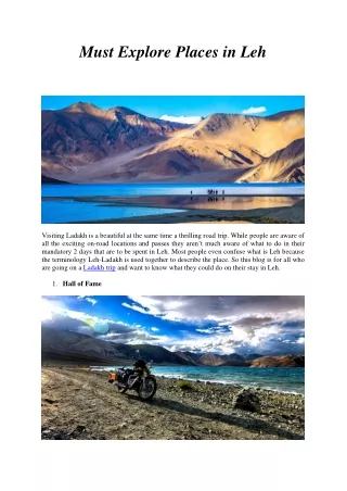 must explore places in leh