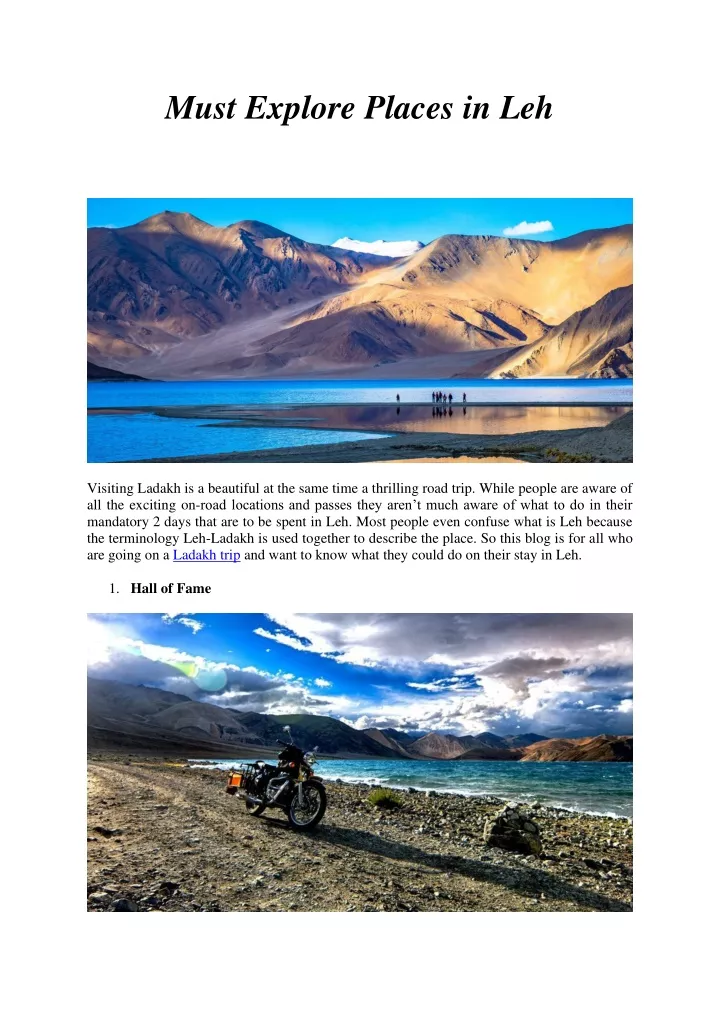 must explore places in leh