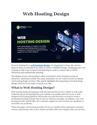 WEB HOSTING DESIGN