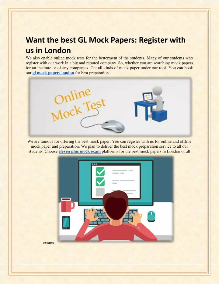 want the best gl mock papers register with