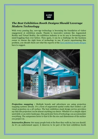 The Best Exhibition Booth Designs Should Leverage Modern Technology