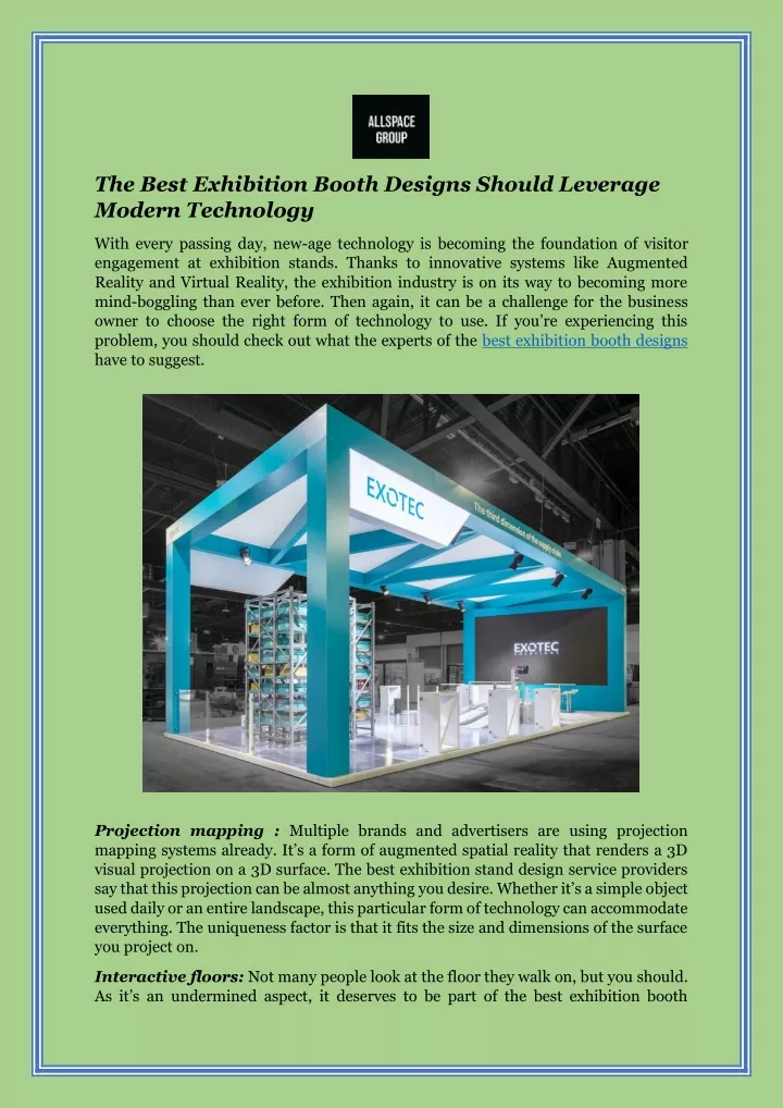 the best exhibition booth designs should leverage