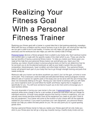 realizing your fitness goal with a personal