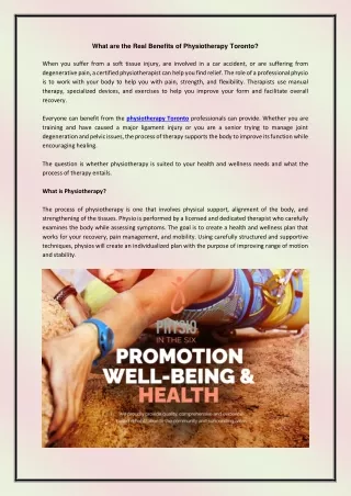 What are the Real Benefits of Physiotherapy Toronto