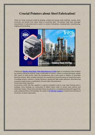 Crucial Pointers about Steel Fabrication!