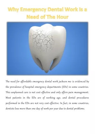 the need for affordable emergency dental work