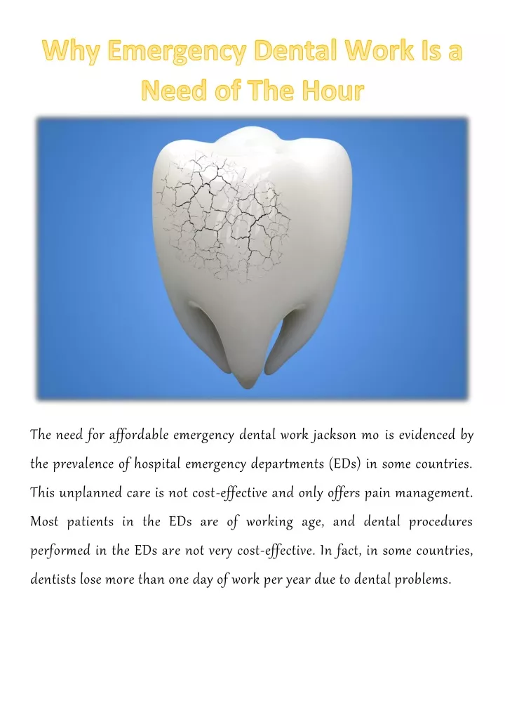 the need for affordable emergency dental work