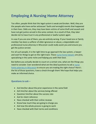 employing a nursing home attorney