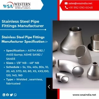 Manufacturers Of High Quality Stainless Steel Pipe Fittings in India