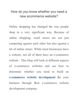how do you know whether you need a new ecommerce