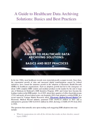 a guide to healthcare data archiving solutions