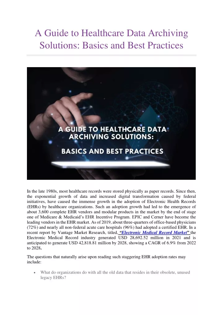 a guide to healthcare data archiving solutions