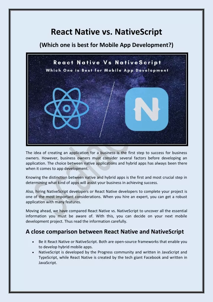 react native vs nativescript