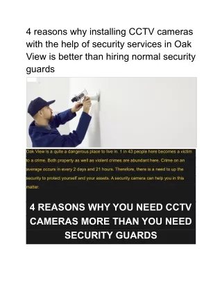 4 reasons why installing cctv cameras with