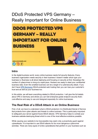ddos protected vps germany really important