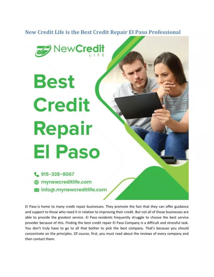 new credit life is the best credit repair ei paso