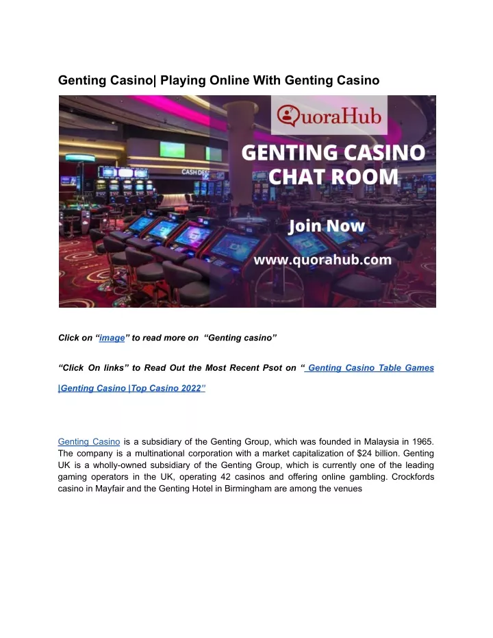 genting casino playing online with genting casino