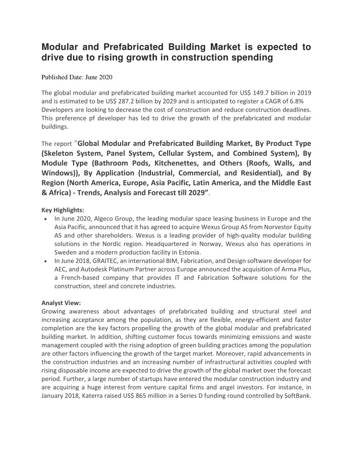 modular and prefabricated building market