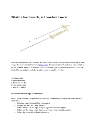 what is a biopsy needle and how does it works