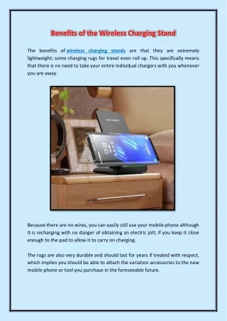 Benefits of the Wireless Charging Stand