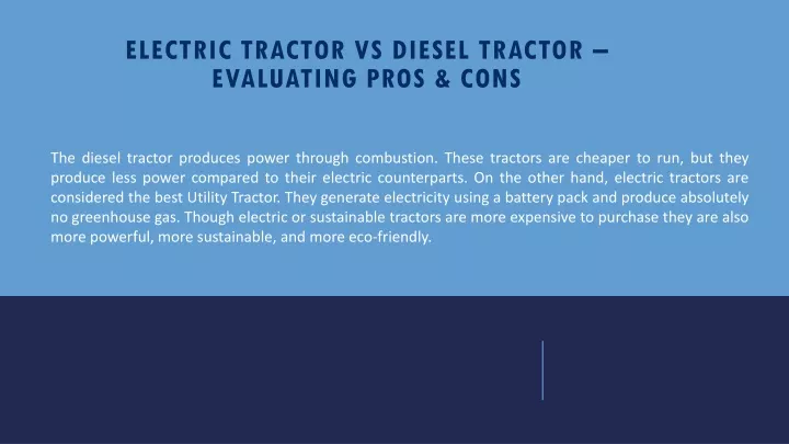 electric tractor vs diesel tractor evaluating pros cons