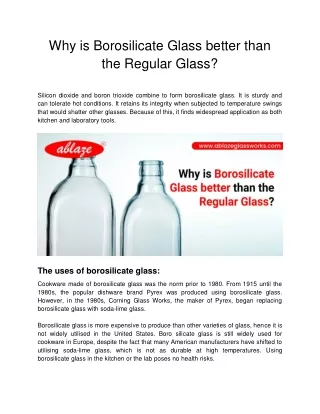 Ablaze Glass Works -  Why is Borosilicate Glass better than the Regular Glass