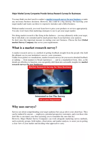 major market survey companies major market survey