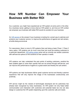 how ivr number can empower your business with