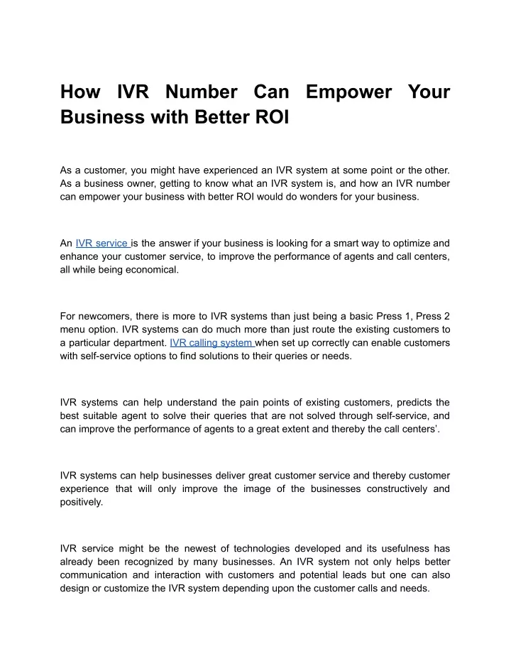 how ivr number can empower your business with