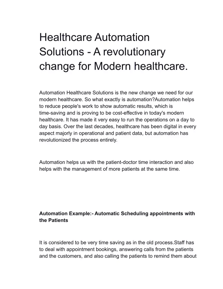 healthcare automation solutions a revolutionary
