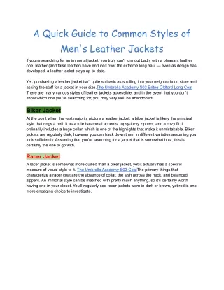a quick guide to common styles of men s leather