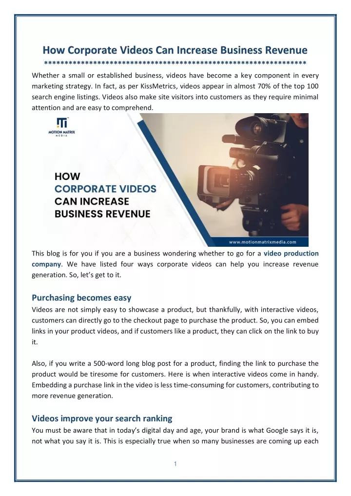 how corporate videos can increase business