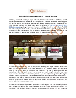 Why Have an SEO Site Evaluation for Your Utah Company